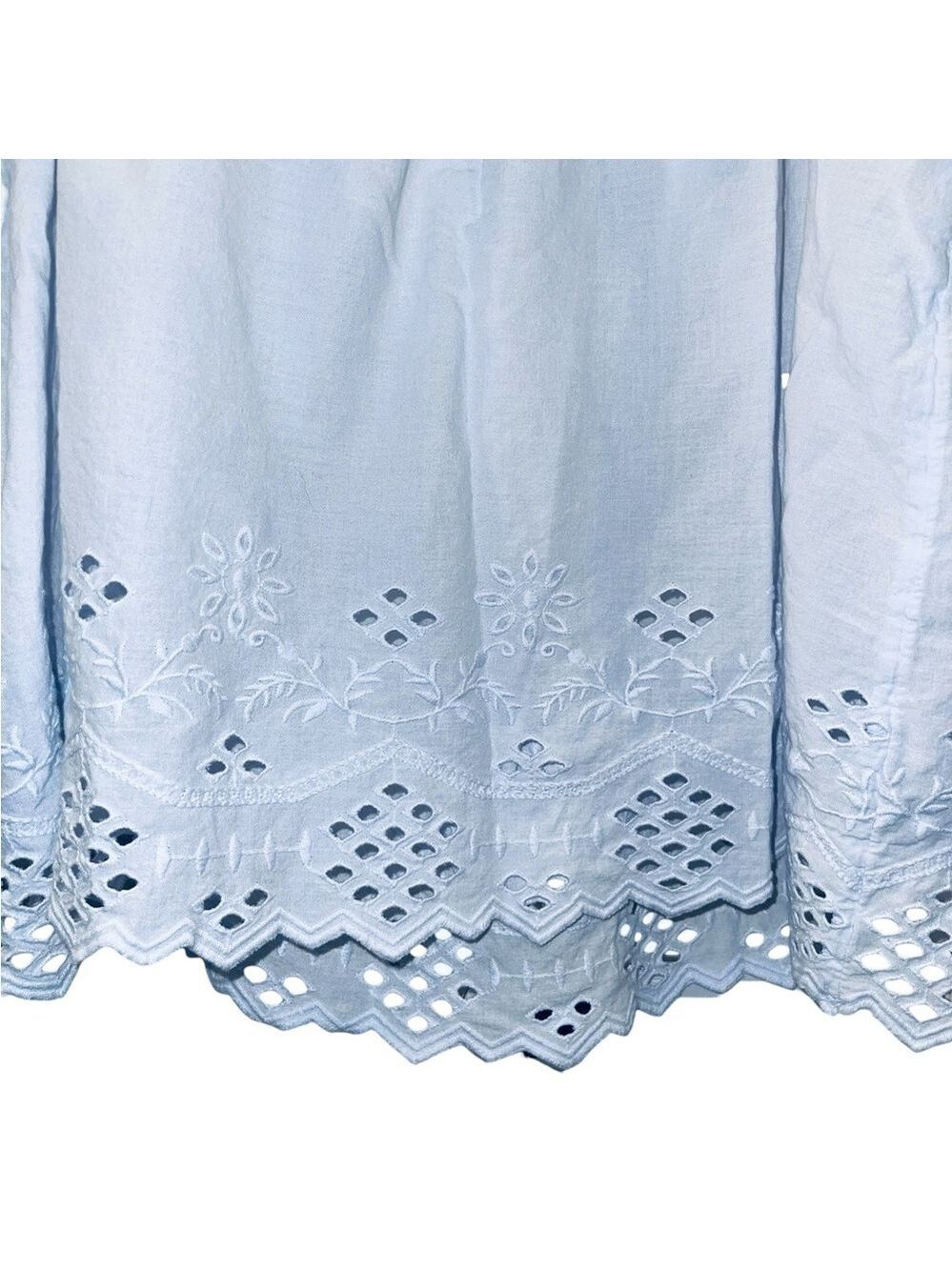 Shabby Chic Women's Eyelet Light Blue Ruffle Sleeve Tank Top Blouse Size: Large - Picture 5 of 6